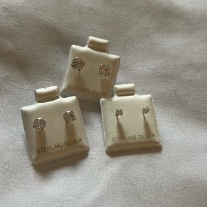 Three Pairs of Sterling Silver Stud Earrings